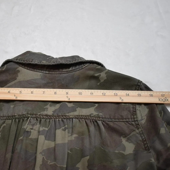 Anthropologie Camo Button Down Shirt Sz 0 Shacket Crop Grunge Combat Streetwear - Picture 16 of 16